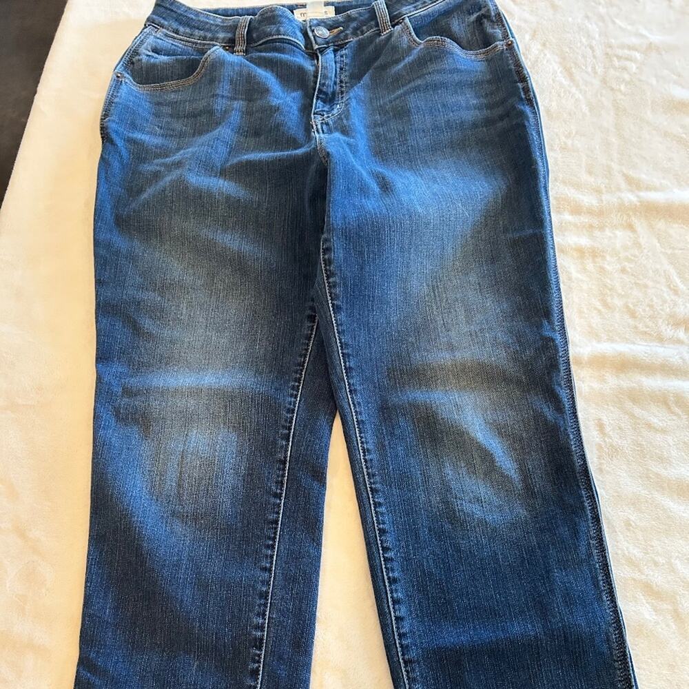 M Jeans by Maurices Womens 10 Curvy High Rise Straight Crop Jeans Raw Hem EUC